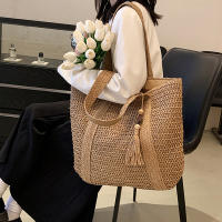 Bolso de paja tejido a mano para mujer, bolsa de hombro de gran capacidad con colgante para axila, Asa superior, Verano - details 6