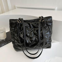Bolsos de mano acolchados de gran capacidad para mujer, bolsos de hombro acolchados de algodón de plumón, bolsos de axilas de moda para niñas, bolsos hinchados de invierno - details 3