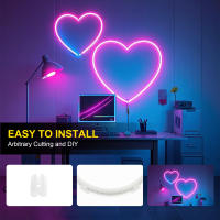 Tira de neón alimentada por batería 5V 2835 120Leds/M cuerda de cinta Flexible señal de luz de neón LED decoración DIY para el hogar blanco/azul/rosa/amarillo - details 9