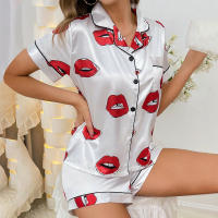 Conjunto de mujer, ropa de dormir de manga corta de seda satinada lujosa, ropa informal para el hogar, ropa de dormir para mujer - details 73