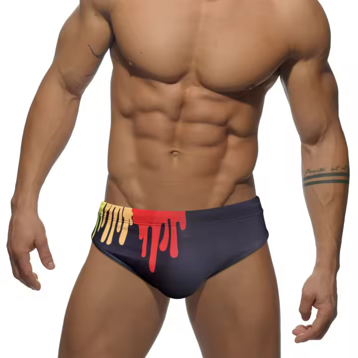 Jessborn calzoncillos de baño para hombre, bañador sexy con grafiti de pintura a la moda, pantalones cortos para surfear en la playa, Verano - 1