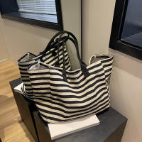 Bolsa de Lona a Rayas Grande Bolsa de Hombro Casual para Mujeres Ideal para Compras Diarias, Estudiantes, Viajes, Bolsa de Playa Material de Lining de Poliéster - details 18