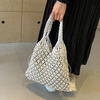 Bolsos de ganchillo de moda para mujer, bolso de mano de playa de rafia, bolso de paja, bolso de hombro de punto bohemio - details 3
