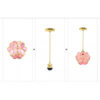 Pantalla de lámpara de vidrio con patrón Floral, pantalla de vidrio artesanal, rayas marrones, pétalos azules y rosas, para luces E26 y E27 - details 9