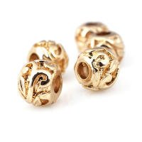 Cuentas de ojo de libélula de latón de Color dorado de 18K con patrón, cuentas espaciadoras de barril de bola redonda, fabricación de joyería, accesorios de pulseras Diy - details 80