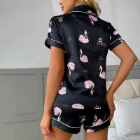 Conjunto de mujer, ropa de dormir de manga corta de seda satinada lujosa, ropa informal para el hogar, ropa de dormir para mujer - details 30