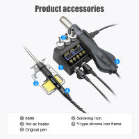 JCD 2-in-1 Welding Station 750W Hot Air Gun LCD Digital Display Adjustable Temperature SMD BGA IC Soldering Repair Tools 8898 - details 11