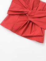Tops rojos sin tirantes con lazo anudado para mujer, Top Sexy con espalda descubierta y sin mangas, Top corto elegante para fiesta de noche, última novedad 2025 - details 3