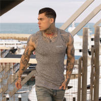 Gym Fitness Slim Tank Tops Men Muscle Sleeveless Sportswear Shirt Summer Casual Fashion Vertical Stripe Knitted Quick Dry Vests - details 10