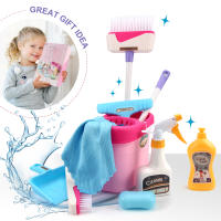 12pcs/set Kids Cleaning Set Housework Supplies Kit with Dustpan Broom Bucket Mop Cleaning Set Play House Toys for Boys & Girls - details 12