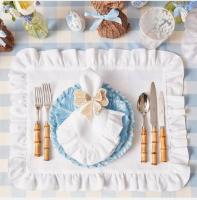 Servilletas 100% de lino para cena de boda, manteles individuales con volantes de Color sólido, borde con volantes, servilleta de mesa clásica personalizada para el hogar - details 1
