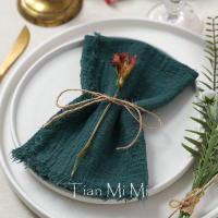 Servilletas rústicas de algodón de gasa, tela de lino Retro elegante y suave para fiesta de boda, comedor, decoración de mesa de uso diario - details 15