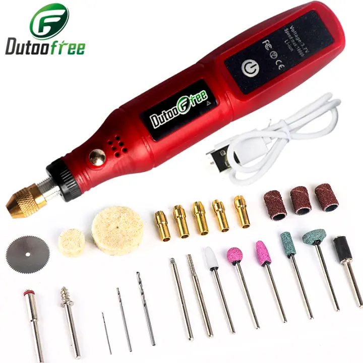 Mini Taladro Inalámbrico USB, pluma de pulido de grabado inalámbrico, taladro eléctrico de velocidad fija para joyería, herramientas Dremel de Metal, perforación de polvo - 1