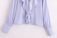 Elegant Ladies Office Ruffle Shirt Blouse Long Sleeve V Neck Women 2025 Solid Spring Shirts Blusas Mujer - details 2