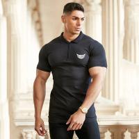 European and American style Fashion Zip Print Polo Tees Mens Cotton Slim Polo Shirts with Short Sleeve Fitness Polo T-Shirt - details 2