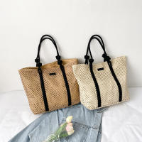 Bolso de mano tejido de paja para mujer, bolsa de playa elegante, informal, con asa superior, a la moda - details 11