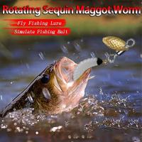 5 uds/10 Uds moscas de pesca con mosca señuelo giratorio lentejuelas biónicas gusano cebo pesca para carpa lubina salmón trucha equipo de pesca agua dulce/agua salada - details 2
