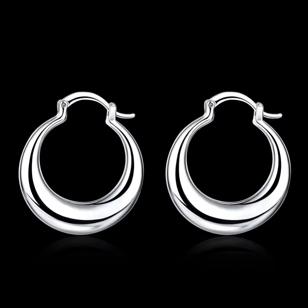 Pendientes de plata de ley 925 para mujer, aretes redondos de 3CM, joyería de compromiso, regalo - details 4