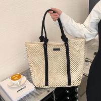 Bolso de mano tejido de paja para mujer, bolsa de playa elegante, informal, con asa superior, a la moda - details 2