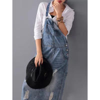 Vestido de Denim Largo con Correa Moda de Trapo Suelto para Mujeres Vestidos de Jeans sin Mangas 2024 - details 5
