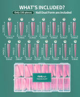 Moldes Nailpop French Nail de doble forma para extensiones de gel polivinílico, 15 tamaños con marcas de números grandes para manicura francesa, 150 unidades/caja - details 5