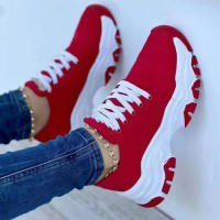 Women Casual Shoes Solid Color Sneakers Women Platform Shoes Ladies Canvas Shoes Lace Up Suede Shoes for Women Plus Size - details 2