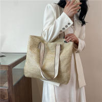 Bolso de mano tejido de paja para mujer, elegante, informal, con asa superior, Retro, a la moda - details 7