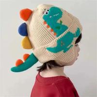 Cartoon Dinosaur Baby Boy Hat Winter Baby Hat Warm Knit Kids Boy Cap Children Boy Hat Head Cover Ear-cap 2-6Y - details 4