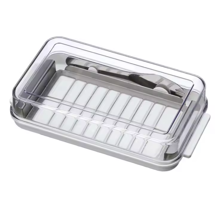 Cuchillo de mantequilla de acero inoxidable, caja de mantequilla de cocina, cuchillo cortado, tapa de alimentos, sello de contenedor, placa de almacenamiento, soporte para queso - 1