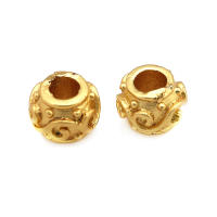 Cuentas de ojo de libélula de latón de Color dorado de 18K con patrón, cuentas espaciadoras de barril de bola redonda, fabricación de joyería, accesorios de pulseras Diy - details 14