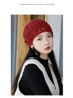 Popular hermosa mujer verano algodón crochet Slouchy Beanie sombrero hecho a mano recorte de punto verano Floral calavera gorra - details 16