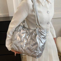 Bolsos de mano acolchados de gran capacidad para mujer, bolsos de hombro acolchados de algodón de plumón, bolsos de axilas de moda para niñas, bolsos hinchados de invierno - details 16