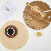 Mantel de Papel Tejido Minimalista con Flecos Posavasos Decorativos para Mesa de Cena Redondo con Aislamiento Térmico - details 8