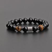 Pulsera de Acero Inoxidable con Obsidiana de Tigre Joyería de Moda 2023 para Hombres - details 3