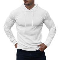 New Fashion Spring Autumn Hooded Sweaters Men Thin Knitted Gym Clothing Slim Fit Pullover Man Classic Ribbed Knit Hoodie Jumper - details 8