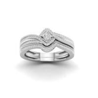 Mifeiya conjunto de anillos de compromiso de boda de lujo para amantes anillo de cristal de circonita cúbica AAA geométrico ostentoso para parejas mujeres y hombres - details 7