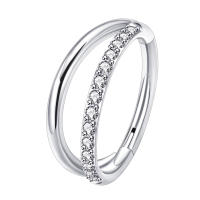 Piercing de Aro para tabique nasal, aro de 18G, g23, Circonia cúbica, zirconia, circonita, zirconita, espiral, joyería corporal, 1 unidad - details 6