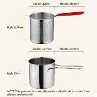 Olla de freír de acero inoxidable, sartenes para freír pollo frito, freidora de patatas fritas Tempura con colador, herramienta de cocina - details 0
