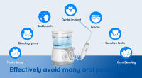 Irrigador bucal profesional para limpieza de dientes, irrigador bucal profesional de gran capacidad de 600 ml, 10 presiones ajustables, 6 boquillas para el hogar - details 3