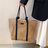 Bolso de mano tejido de paja para mujer, bolsa de playa elegante, informal, con asa superior, a la moda - details 10