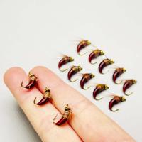5 uds/10 Uds cabeza de cuentas de latón biónicos Ninfa Scud mosca insecto gusano para trucha pesca de lubina Ninfa cebo para insectos artificiales tamaño del señuelo # 10 - details 8