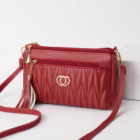 Bolso cruzado de cuero PU con cremallera para mujer, bandolera pequeña de gran capacidad con borlas de hilo, a la moda, novedad - details 8