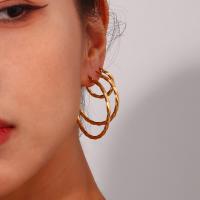 E.B.belle-base de estilo chapado en oro para mujer, 20mm, 35mm, 40mm, 18K, resistente al agua torcido, pendientes de aro de acero inoxidable - details 8