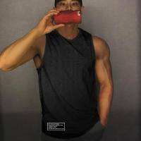Summer Men's Trendy Brand Printed Gym Sports Bodybuilding Fitness Loose Mesh Quick-drying Workout Sleeveless Shirt - details 8
