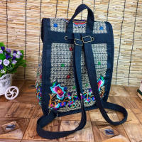 Mochila de lona con diseño bordado hecho a mano Retro para mujer, bolso de hombro de viaje, mochila étnica de gran capacidad - details 8