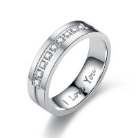 Anillos de compromiso de pareja de acero inoxidable a la moda para mujeres y hombres, anillo de cristal I LOVE YOU, regalo de joyería de boda 2024 - details 2