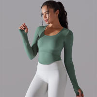Camiseta de Yoga Sin Costuras para Mujer Deporte Top Largo Manga Larga Ropa de Gimnasio Camiseta de Correr para Entrenamiento Activo Vestimenta Ajustada Material Exterior Poliéster Temporada Primavera/Verano - details 11