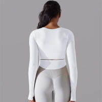 Camiseta de Yoga Sin Costuras para Mujer Deporte Top Largo Manga Larga Ropa de Gimnasio Camiseta de Correr para Entrenamiento Activo Vestimenta Ajustada Material Exterior Poliéster Temporada Primavera/Verano - details 6