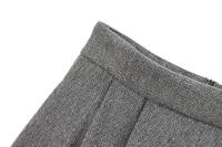 High Street Women Mid Waist Box Pleat A-line Midi Skirt Office Lady Autumn Winter Elegant Skirts Gray faldas mujer - details 4