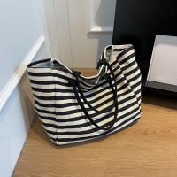 Bolsa de Lona a Rayas Grande Bolsa de Hombro Casual para Mujeres Ideal para Compras Diarias, Estudiantes, Viajes, Bolsa de Playa Material de Lining de Poliéster - details 20